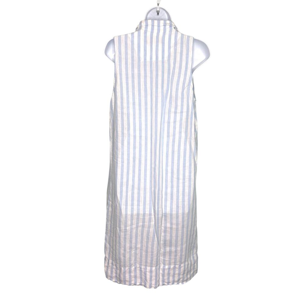 Everlane The Linen Sleeveless Stripe Midi Button Down Shirt Dress Blue 8 - Picture 3 of 8